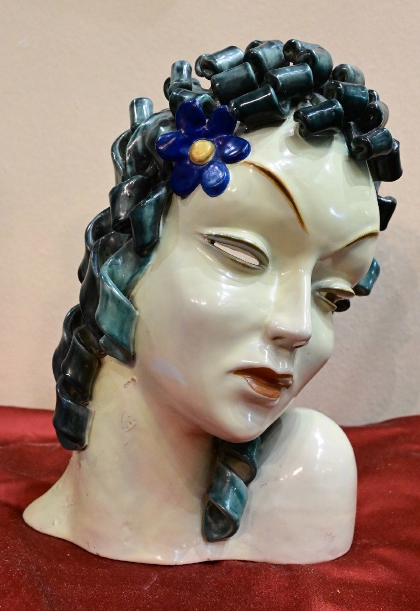 Art Deco Ceramic Head - Italy 1930